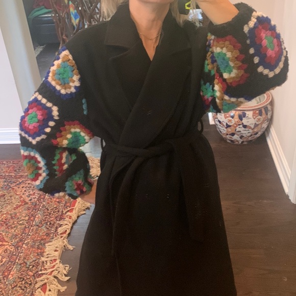 ANTHROPOLOGIE RINASCIMENTO ITALY CROCHET WOOL CAPPOTTO TRENCH